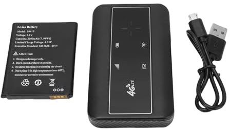 BONKZEBU 4G LTE Handheld-WLAN-Router, Tragbarer WLAN-Hotspot mit 2100-mAh- für Reisen in Europa, Unterstützt Micro-SIM-Karte und Bis zu 10 Benutzer (Schwarz)