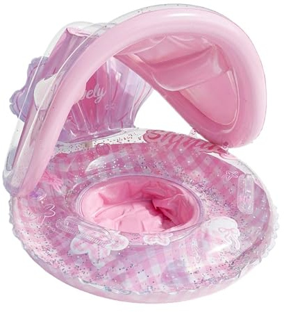 Salvagente Neonato Con Parasole, Cute Ciambella Neonato Mare, Seggiolino Gonfiabile Mare Per Bambina 6-12 Mese