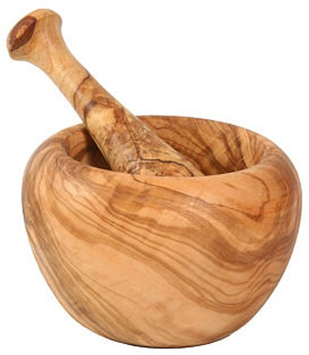 VolkskunstShop Mortier en bois d'olivier Diamètre 12 cm