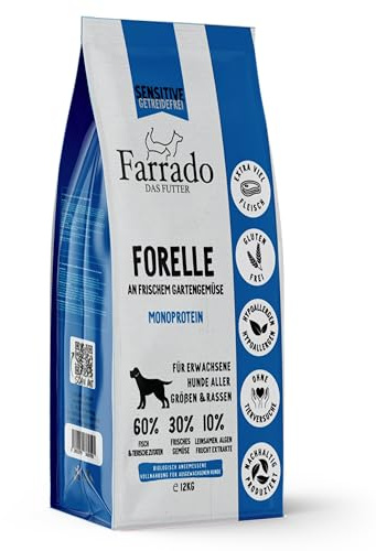 Hundefutter getreidefrei & glutenfrei – Trockenfutter mit Forelle für Ihren Hund von Farrado (12kg)