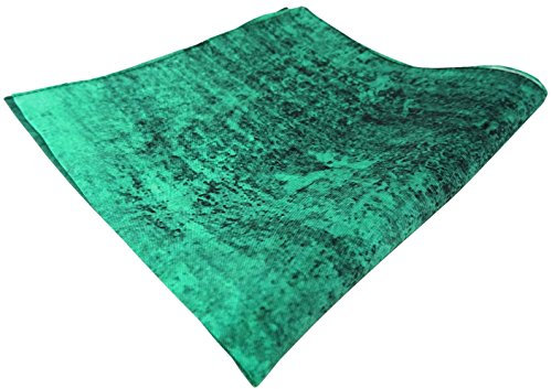 TigerTie feines leichtes Seideneinstecktuch in türkis schwarz gemustert - Einstecktuch 100% Seide