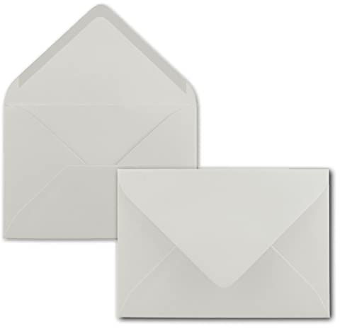 25x Briefumschläge B6-17,5 x 12,5 cm - Hellgrau - Nassklebung mit spitzer Klappe - 120 g/m² - Für Hochzeit, Gruß-Karten, Einladungen