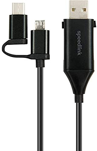 Speedlink 4-in-1 USB-C Adapter Kabel HQ- USB-C/Mikro USB auf USB-A/USB-A OTG- 5 Gbit/s- vergoldete Kontakte- 1 m- schwarz