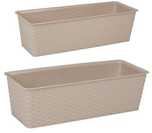 URBNLIVING Pot de fleurs rectangulaire, beige, 1 Large