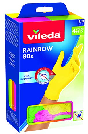 Vileda Rainbow Mehrzweckhandschuhe, Nitril, mehrfarbig, 80 Stück, M/L