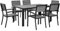 Beliani Gartenmöbel Set 7-teilig Aluminium schwarz Kunstholz grau Tisch 6 Stühle Como