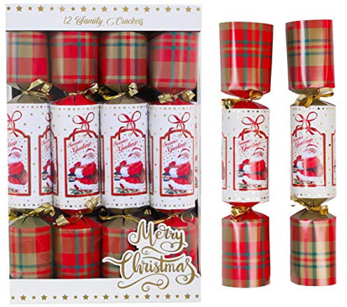 Toyland® Confezione da 12 cracker natalizi scozzesi in design scozzese