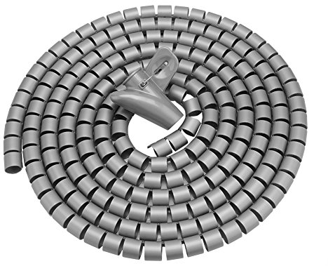 Hakeeta Kabelschlauch mit Einziehhilfe, Mehrere Farbe und Größe erhaltlich, Flexible Langlebige Spiralschlauch Kabelorganisation Kabel Organizer(Silber 3,0 m * 16 mm)
