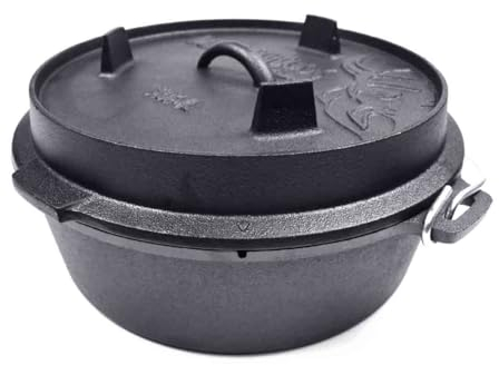 Valhal Outdoor - Dutch Oven - Gusseisen Topf 6.1L - Schwarz - Mit Thermometeraussparung