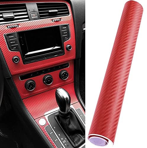 WenMei Red Carbon Fiber Car Wrap Vinyl Roll 3D Carbon Fiber Vinyl Car DIY Wrap Sheet Roll Film Sticker Decal - 127X30cm/50 X11.8 (Red)