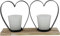 khevga Windlicht Herz aus Holz und Glas im Set 30 x 9 x 17 cm