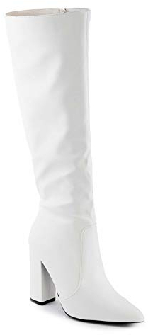 Toocool Stivali Donna Scarpe a Punta al Ginocchio Tacchi Alti Stivaletti X8056 [36,Bianco]