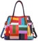Segater® Mehrfarbig Floral Rind Leder-Umhängetasche für Damen, Vintage Rindsleder Handtasche Blumenmuster 3D Schultertaschen Damen Reisetasche mit Henkeltasche Patchwork bunte Geldbörsen