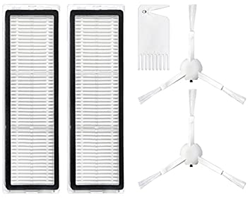 LICHIFIT Cepillo lateral principal de filtro HEPA, paño de fregona, peine de núcleo de agua para robot aspirador Mijia 1C, accesorios de repuesto