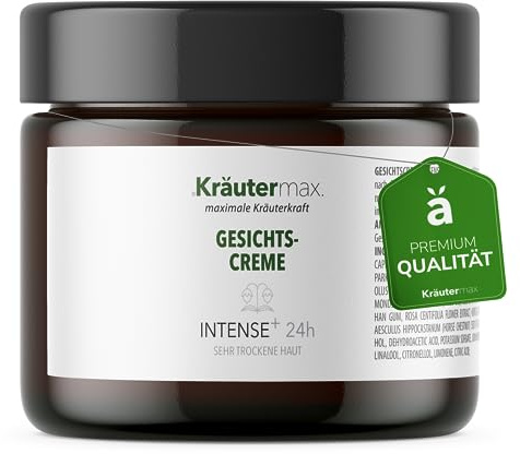 Kräutermax Intense Gesichtscreme - Intensive Pflege für Sehr Trockene Haut - 24 Stunden Tagescreme und Nachtcreme - mit Sheabutter, Stutenmilch, Macadamianussöl, Jojobaöl, Aloevera - 100 ml