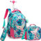 HTgroce Schulranzen Mädchen Schultasche mit Rollen Meerjungfrau Rucksack Trolley Rucksack mit Rollen Schulranzen mit Rollen für Mädchen Trolley Kinder Mädchen Rucksäcke Kinder Schultasche-Set.