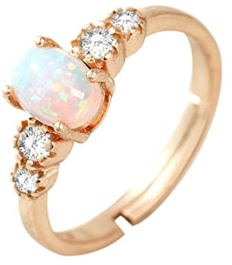 KnSam Damen Goldschmuck Trauringe Gold 18K Au750, Verlobungsring 0.4ct Opal Offen Trauringe mit Ovalschliff Eheringe Gr.54 (17.2)