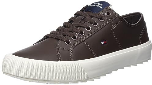 Tommy Hilfiger Hombre Sneaker vulcanizada Cleated Zapatillas, Marrón (Cocoa), 43 EU