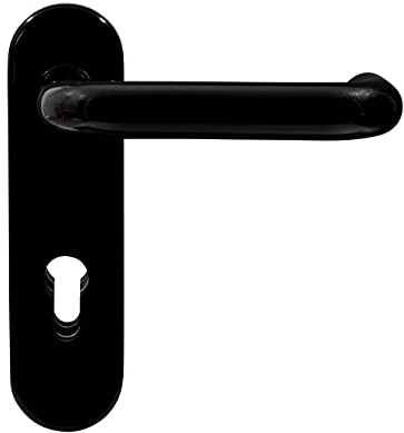 Buddy4Home house accessoires Wechselgarnitur Profilzylinder Kurzschild Türgarnitur Türbeschlag U-Form Kunststoff Schwarz Türklinke Drückergarnitur Zimmer Türbeschläge Innentüren Set