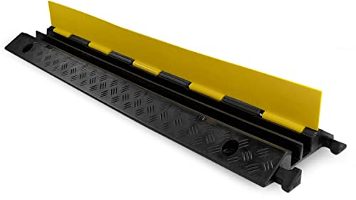 Kabelbrücke 2 Kanäle - Hartgummi/Polyethylen | Belastbar bis 8 Tonnen | Maße: 4,5x24x98 cm | Schwarz/Gelb