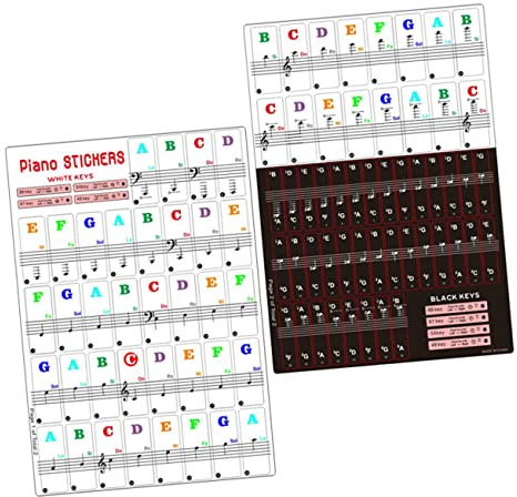 STOBOK 2er-pack Klaviertastatur-aufkleber – Aufkleberset Für Elektronische Tastaturen – 88/61/54/49 Tasten – Abnehmbar Und Wiederverwendbar – Sicheres Material Für Kinder