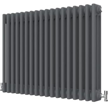 Radbliss Horizontal Traditional 3 Column Radiator 600x830mm Anthracite Matt Grey Cast Iron Style Design RAD Central Heating