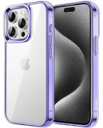 JETech Case for iPhone 15 Pro 6.1-Inch, Non-Yellowing Shockproof Phone Bumper Cover, Anti-Scratch Clear Back (Light Purple)