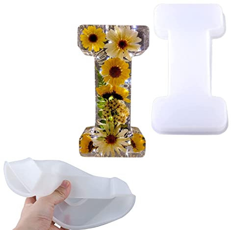 Molde de resina para letras grandes, forma de resina epoxi alfabeto grande, moldes de letras grandes para resina, molde de silicona 3D para hacer pasteles, galletas, velas, cristal DIY Boiler