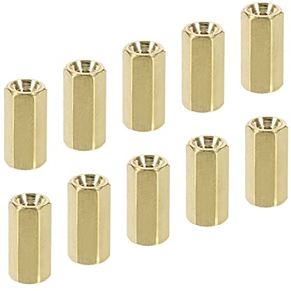 YOKIVE 50Stk M2.5 Abstandshalter Messing Sechskant Leiterplatte Abstandshalter Muttern Halten Höhe konsistent Ideal für Hauptplatine Schaltung Platine Elektronik (Gold Ton 10 mm)