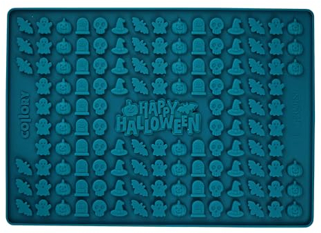 Collory Backmatte Hundekekse, Leckerlis in MINI HALLOWEEN MOTIVE (ca. 2cm), Silikon Backform, Hitzebeständig, Lebensmittelecht & Bpa-frei