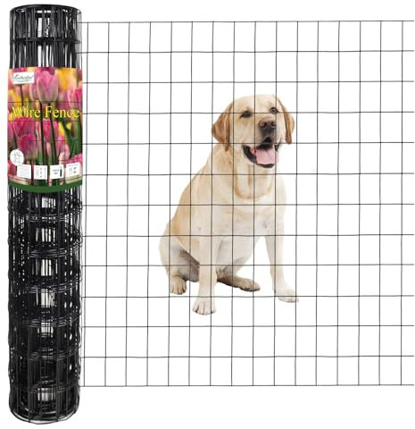 FOREHOGAR Black PVC Coated Welded Wire Fence 36 Inch x 25 Foot, 2 Inch x 3 Inch 16GA, Garden Border Fencing Roll Vinyl Coating Metal Wire Mesh for Yard Vegetable Plant Protection Poultry Netting