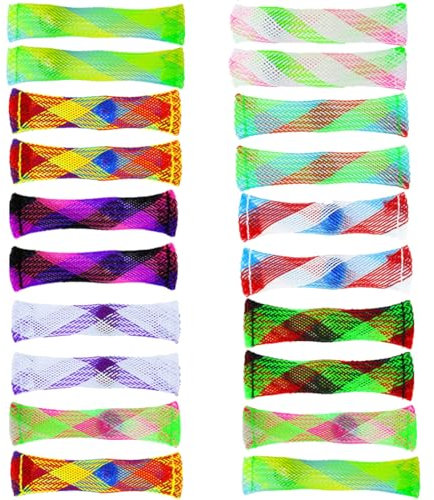 Marmor Mesh Fidget Toys 20 Stück, Gewebter Netzschlauch Mit Marmorspielzeug, sensorischen Spielzeugen, Maschenfingerspielzeugen, Soothing Marble Fidgets for Children and Adults