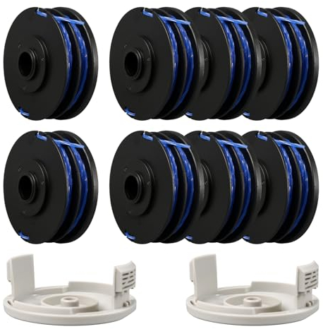 RAC123 Bobine de fil pour débroussailleuse Ryobi avec capuchon de bobine RAC122, compatible avec RLT4027, RLT4125, RLT5027, RLT6030, RLT5127, RLT6130-5132002670 (8 bobines + 2 capuchons)