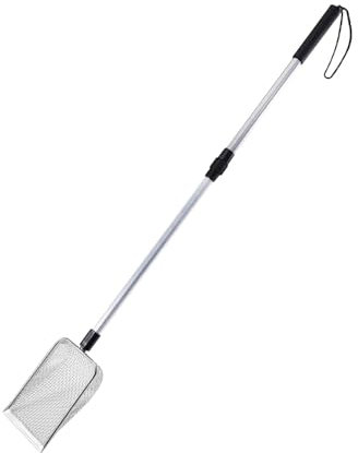 Fenteer de Metal para Arena para Gatos, Recogedor de Arena de Metal con Mango Largo, Herramienta de Limpieza, de Arena para Gatos Antiadherente Pa, Malla de 90cm 3.8x3.8mm