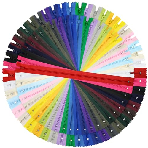DOITEM [Pack 48] Cerniere [24 Colori ] Nylon [20 cm 30 cm] Chiusure Lampo per Cucito e Artigianato per Stoffa Vestiti Borse per Cucire a Macchina Tessuto di Cotone con Chiusura in Metallo