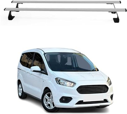 OMAC Dachträger für Ford Transit Courier 2014-2023 Stahl 2 Stangen Silber | Heavy Duty Ausführung, Querträger, Grundträger