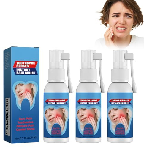 Zahnschmerzspray, Gingival Mundspray, Linderung von Zahnfleischschmerzen, Zahnfleischpflege-Spray, Reparaturspray, 3 Stück