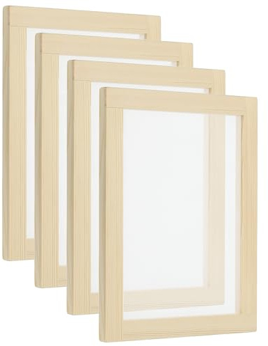 PATIKIL 4 Pack Wooden Paper Making Screen 9.8x7.8, Natural Color | Paper Making Mould Frame Papermaking Mould Deckle for DIY Craft Dried Flower Handcraft