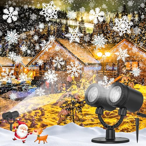 SZGIARUY Snowflake Projector Light, Snowflake LED Christmas Light Projector - Waterproof Holiday Decorations for Outdoor Yard and Home