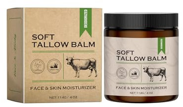 Tallow Balm 114g - Organic Grass-Fed Beef Tallow Moisturiser with Beeswax and Rose, Tallow Face Cream for Skin Hydration and Nourishment