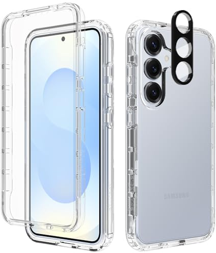 Leedia Coque pour Samsung S25 5G 360° Protection avec Protège d'écran Film Intégré Full Body Housse Antichoc Bumper Case pour Téléphone Portable Samsung Galaxy S25 5G Transparent