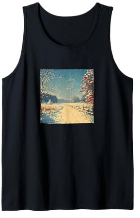 Grafica vintage paesaggio prato innevato Canotta