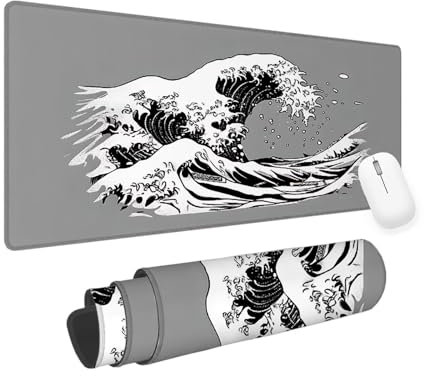 Grey Mouse Mat Japan Gaming Mouse Pad 700x300x3mm Large Mouse Pad, Gaming Keyboard Mousepad, Extended Mousemat, Waterproof Surface, Durable Stitched Edges, Laptop Desktop Gaming Desk Pad yv-646