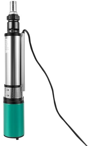Bomba de agua solar, DC 24 V 320 W, bomba sumergible para pozos profundos, acero inoxidable, 4500 r/min, caudal máximo 3 m³/h, para pozos, riego de granjas, riego de animales de granja