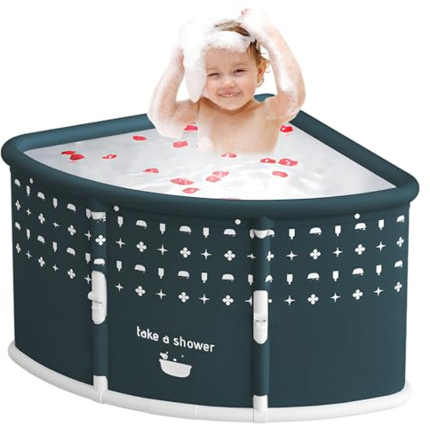 Faltbare Badewanne 70x70cm für Erwachsene, fächerförmig, platzsparend, tragbare Wanne für kleine Räume & Reisen