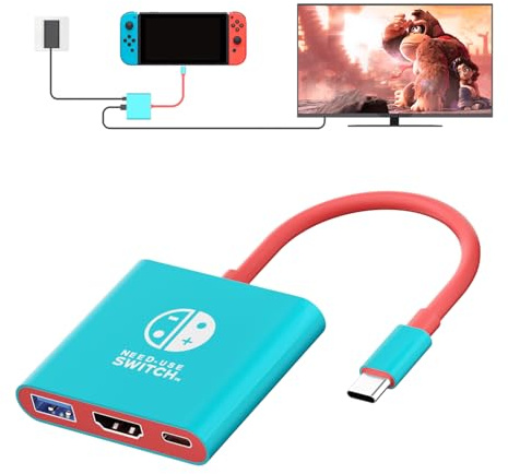 Switch 2 TV Dock, Dock Station TV portatile per Switch/Switch 2/Steam Deck/ROG Ally/Legion GO, Switch 3 in 1 2 dock da viaggio con HDMI 4K a 60Hz, USB 2.0 e porta PD di ricarica da 100 W