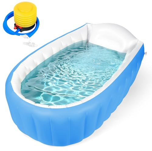 AUYAO Aufblasbare Badewanne Tragbare Säuglings Badewanne Baby | Luftpumpe Reise Tragbare Babybadewanne für Dusche Kinder Große Kleinkindbadewanne Rutschfeste Duschwanne Schwimmbad