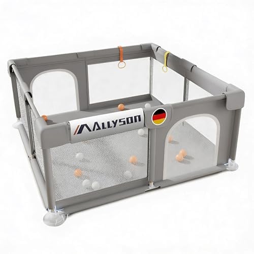 Allyson® Laufstall & Laufgitter Baby (Grau, 130 x 130cm)
