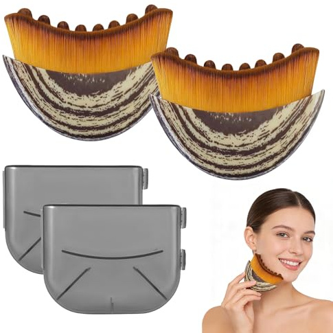 Lymphatische Gesichtsbürste,2 Stück Trockenbürste,Lymphatic Contour Face Brush,Gesichtsbürste Set,Gesichts-bürste Lymphdrainage,Lymphdrainage Bürste Gesicht,Ideal für tägliche Pflege und Reisen (A)