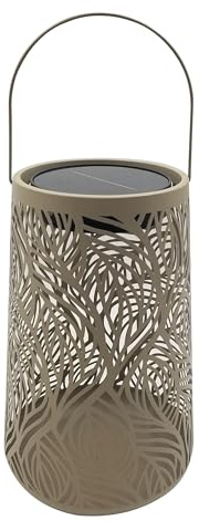 Dehner Solar-Laterne Olea Ø20 x H32 cm – LED Gartenleuchte, warmweiß, Solarbetrieb, Dämmerungssensor, Metall & Kunststoff, braun | LED Gartenleuchte, warmweiß, Solarbetrieb, Dämmerungssensor, Metall & Kunststoff